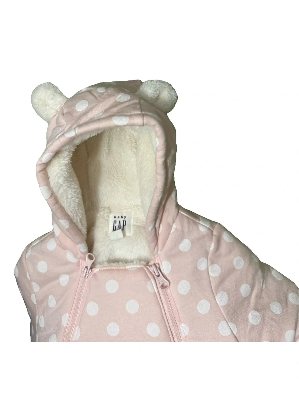 GAP Baby Pink Polka Dot Hooded One-Piece outdoor wear jacket